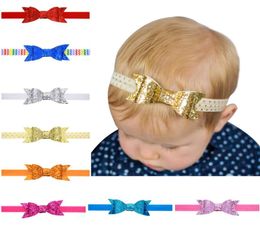 Bébé enfants bandeaux Sparkle Bows filles paillettes Bowknot coiffure élastique chapeaux bandeaux enfants bandeau cheveux accessoires KH5262799