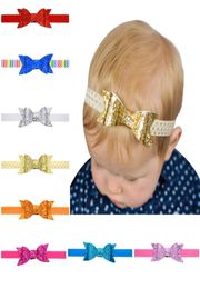 Bébé enfants bandeaux Sparkle Bows filles paillettes Bowknot coiffure élastique chapeaux bandeaux enfants bandeau cheveux accessoires KH4182487