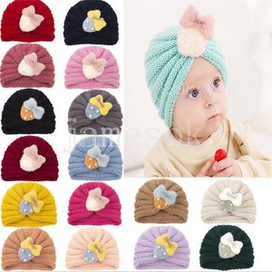 Baby Kids Hedging Hat Winter Haakbezellijsten Kinderen Warm garen Gebreide pet voor meisjes jongens Casual Solid Color Strawberry Hat DE950