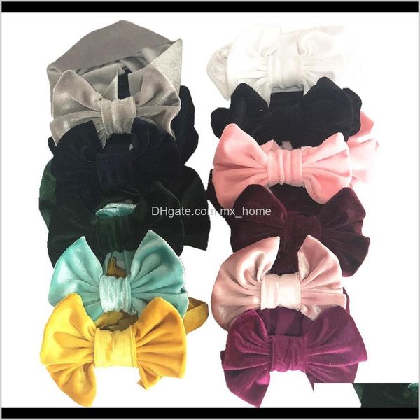 Baby Kids Maternity Drop Delivery 2021 venta al por mayor turbante diadema niñas Hairband Gold Veet Band Baby Bow elástico ancho accesorios para el cabello 010613