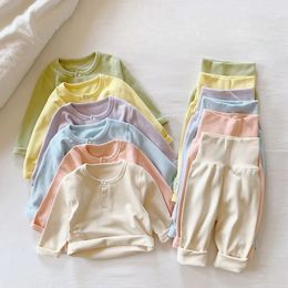 Bébé enfants pyjamas ensembles à manches longues Pijamas hauts pantalons 2 pièces coton pyjama pour garçons costume automne filles enfants vêtements 240313