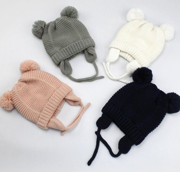 Bébé enfants hiver chapeaux chauds conception d'oreille de bande dessinée avec des chapeaux de velours chaud tricoté mode bonnet à la mode hiver