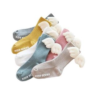 Chaussettes hautes pour bébé, aile d'ange, été automne, coton, couleur bonbon unie, chaussettes courtes pour enfants en bas âge, A66