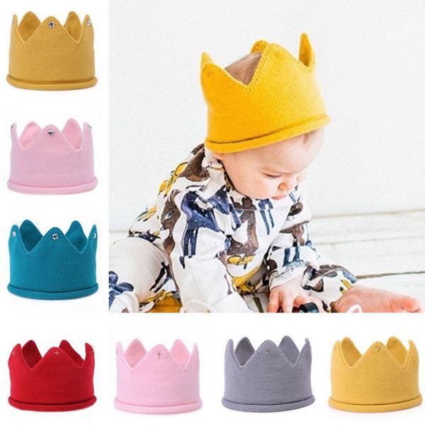 Bébé tricot couronne diadème enfants infantile Crochet bandeau chapeau chapeau fête d'anniversaire photographie accessoires bonnet Bonnet hiver garder au chaud M3634