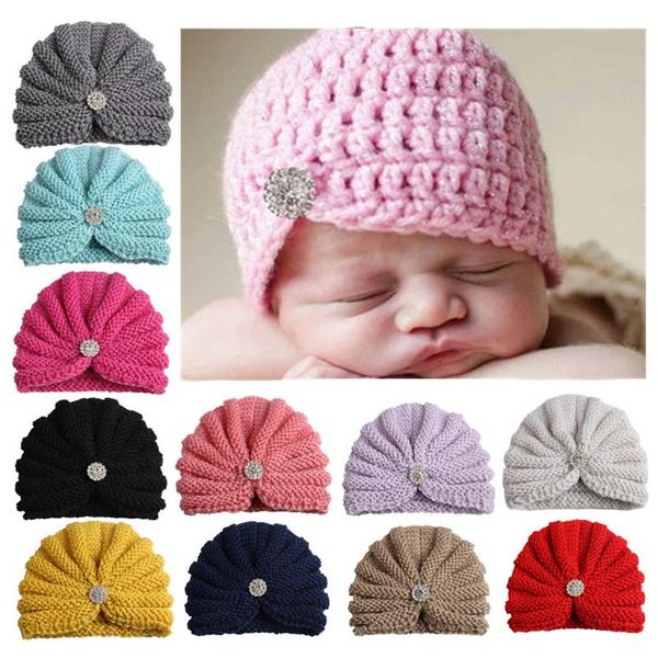 Baby tricot chapeaux laine crochet turban chapeau diamant bande d'enfants girls filles enveloppe de coiffure