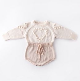 Bébé vêtements tricotés coeur bébé fille infantile filles pull concepteur nouveau-né combinaison automne hiver bébé vêtements