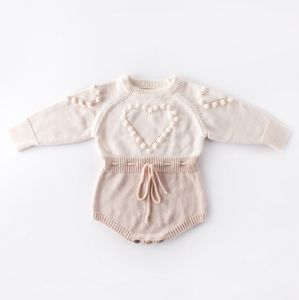 Baby gebreide kleding hart baby meisje zuigeling meisjes trui ontwerper pasgeboren jumpsuit herfst winter baby kleding