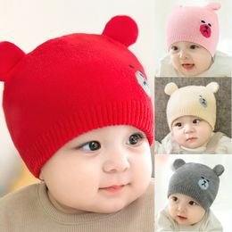 Baby Gebreide Warm Mutsen Cap Mode Kids Bear Ear Hats Winter Baby Hat Cartoon Oor Bonnet