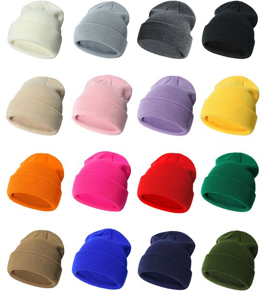 Bébé tricot chapeau automne et hiver couleur unie chaud Crochet bonnet casquettes pour enfants en bas âge garçons et filles 18 couleurs en gros M259E livraison directe