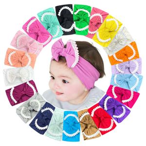 Baby Lace Flower Elastic Ribbon Hair Bands Girl Headband Kids Hoofdkleding Knoop Haaraccessoires Peuter Tulband Ties Soft 1556