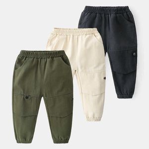 Bébé Loisirs Pantalon Printemps Autmn Enfants Vêtements Cargo Porter Enfant Simple Couleur Unie Long Pantalon Pour Garçons 2-3-8 Ans 210529