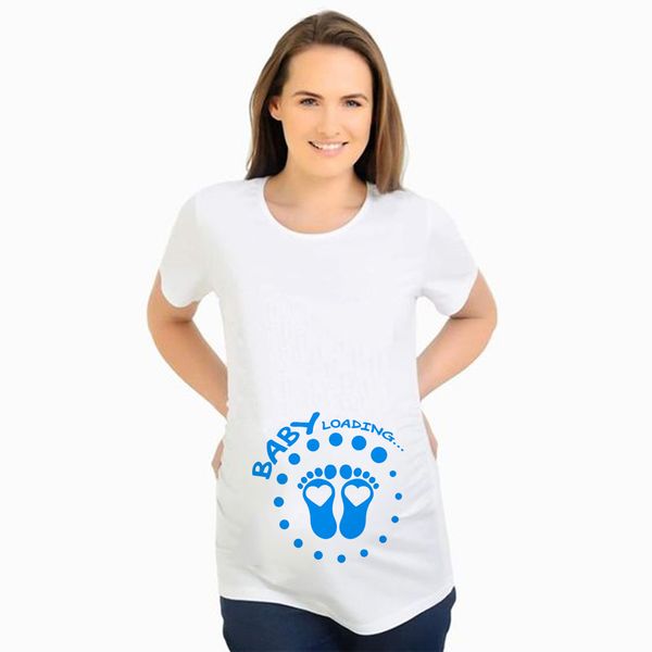 Baby Chargeing Footprint Funny Grossancy T-shirts Tops Vente chaude Ventes de maternité