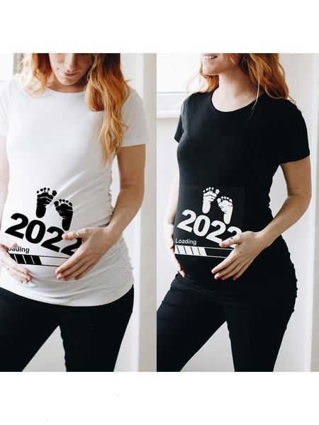 Bébé chargement imprimé enceinte T-shirt maternité à manches courtes T-shirt annonce de grossesse maman t-shirts vêtements