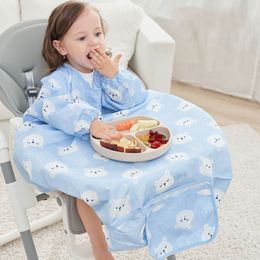 Baby à manches longues Bib Toddler Dining Chair Bib Infant 6-36M Auto-aliments aliments Bib High Chair Table Couvrette Lavable