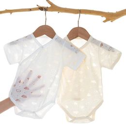 Baby lange mouwen rompertjes zomer dunne sectie verbrande uit één stuk kleding pasgeboren jumpsuit heren en dames baby driehoek tas fart clothing