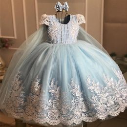 Bébé belle robe de bal bleue fleur filles robes