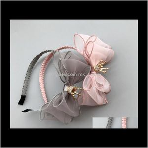 Bébé Maternité Drop Delivery 2021 Enfants Tulle Fil Couronne Bowknot Bandeau Enfants Bâtons Fermoir Prix Bandes Rose Gris Violet 4 Couleurs Fête H