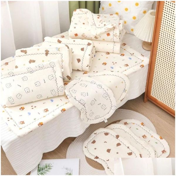 Ensemble d'oreillers et coussins pour matelas de bébé, literie en coton pour enfants, oreillers essentiels pour la sieste et le jardin, 240127, livraison directe Dhx1G