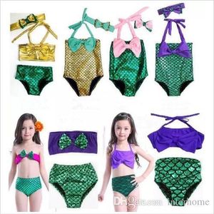 Baby zeemeermin badpak boog hoofdband kinderen zeemeermin staart badmode strik strandkleding meisjes zeemeermin een stuk bikini vis staart badpak G22