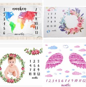 Baby Milestone Deken Maandelijkse Groei Dekens Achtergrond Doek Pasgeboren Swaddle DIY Photography Props 6 Designs optionele DW4107