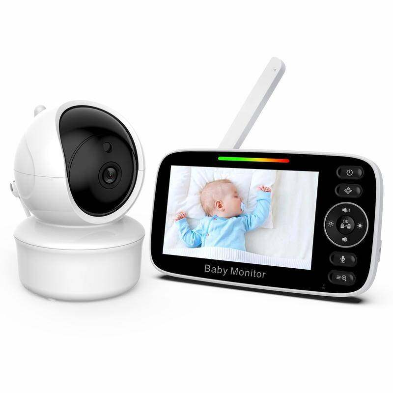 Baby Monitor 4.3 '' Visa tvåvägs Audio-Talk Video Baby Monitor med kamera Night-Vision 492ft Range Music Plyaer