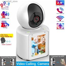 Caméra de surveillance pour bébé Caméra WIFI PTZ 2MP AI suivi appel vidéo de réveil vocal avec écran de 2,8 pouces moniteur de sécurité pour bébé intérieur surveillance CCTV Q240307