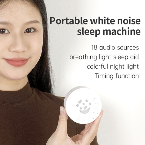 Monitor de bebé Cámara 300 mAh Máquina de ruido blanco 18 Sonidos relajantes Reproductor de sonido para dormir Batería recargable incorporada Luz nocturna para viajes a casa 230620