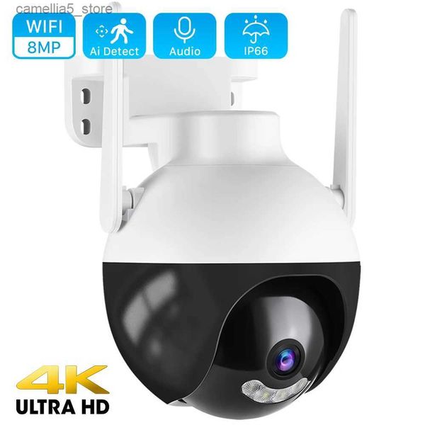 Caméra de surveillance pour bébé 4K 8MP WiFi PTZ 4MP Ai Détection humaine Surveillance vidéo extérieure Couleur Infrarouge Vision nocturne Cloud CCTV Sécurité à domicile Q240308