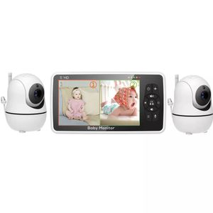 Caméra de surveillance pour bébé, vidéo de 5 pouces, avec deux et Vision nocturne audio, Zoom 4X, portée de 1000 pieds, capteur de température à 2 voies, berceuse 231211