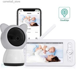 Caméra de surveillance pour bébé Moniteur pour bébé filaire de 5 pouces Caméra vidéo de sécurité Nounou VOX Vision nocturne haute définition PTZ Berceuse Température et humidité Q240308