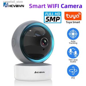 Caméra de surveillance pour bébé 5MP Tuya intérieure WiFi PTZ Sécurité IP Suivi automatique Vie intelligente Surveillance de vidéosurveillance sans fil Audio bidirectionnel Q240308