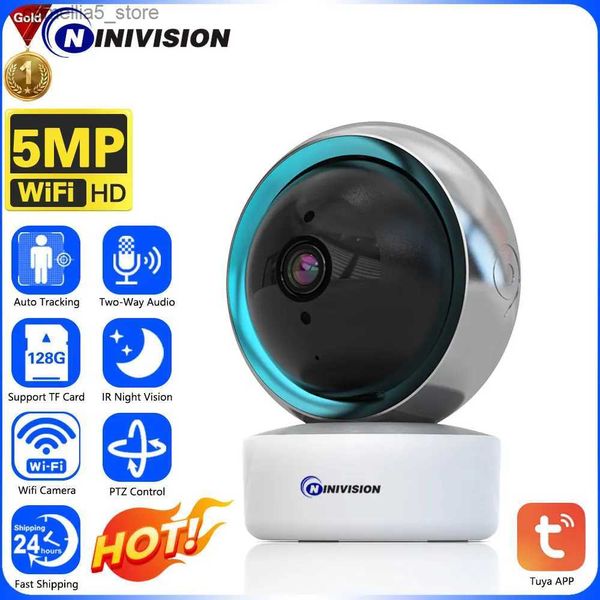 Caméra de surveillance pour bébé 5MP Tuya Smart Home Global Mini Wifi IP 360 PTZ Détection de mouvement Audio bidirectionnel Vision nocturne Protocole privé Q240308