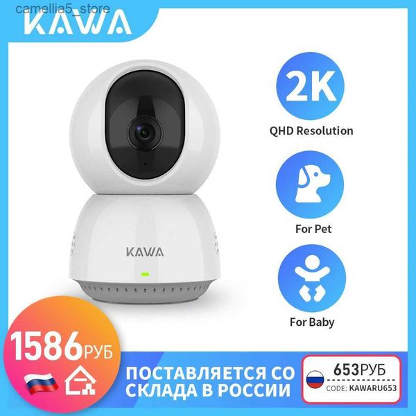 Monitor de bebé Cámara KAWA 2K IP Wifi Seguridad 360 Smart Home Alexa Inalámbrico Seguridad interior Mascota y trayectoria Q240308