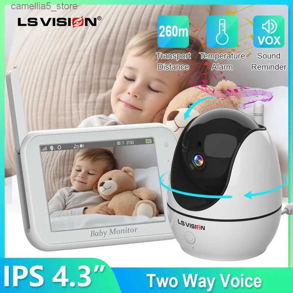 Caméra de surveillance pour bébé LS VISION Caméra vidéo de 4,3 pouces vision nocturne sécurité des enfants h batterie 2000mAh Babysitt berceuse paramètres VOX Q240308