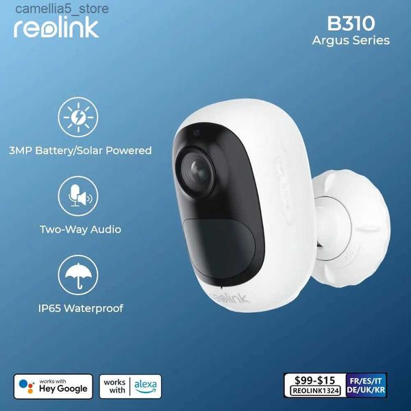 Caméra de surveillance pour bébé Reolink Argus 2E Batterie WiFi IP Eco 3MP AI Détection humaine/véhicule Audio bidirectionnel Caméras de sécurité à énergie solaire Q240308