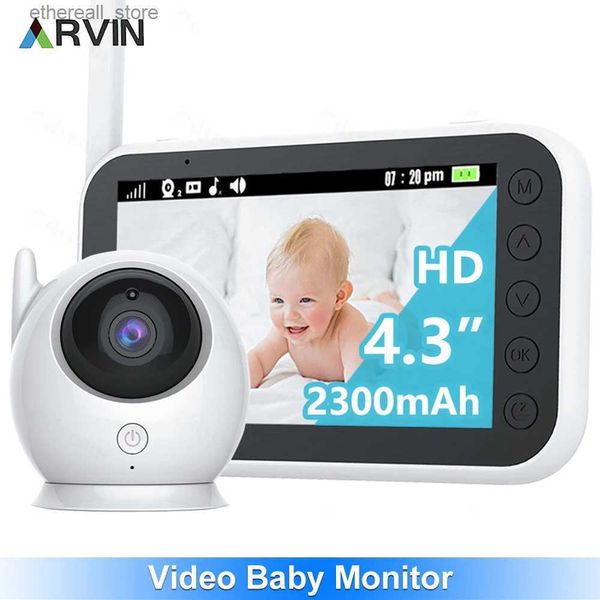 Monitores para bebés Monitor para bebés con video de 4,3 pulgadas con batería de larga duración de 2300 mAh Cámara inalámbrica e intercomunicador de audio Visión nocturna automática Niñera para niños Q231104