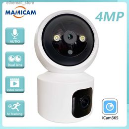 Babyphones 4MP double objectif WIFI IP caméra double écran bébé moniteur suivi automatique sécurité à domicile PTZ caméras de Surveillance Audio bidirectionnel iCam365 Q231104