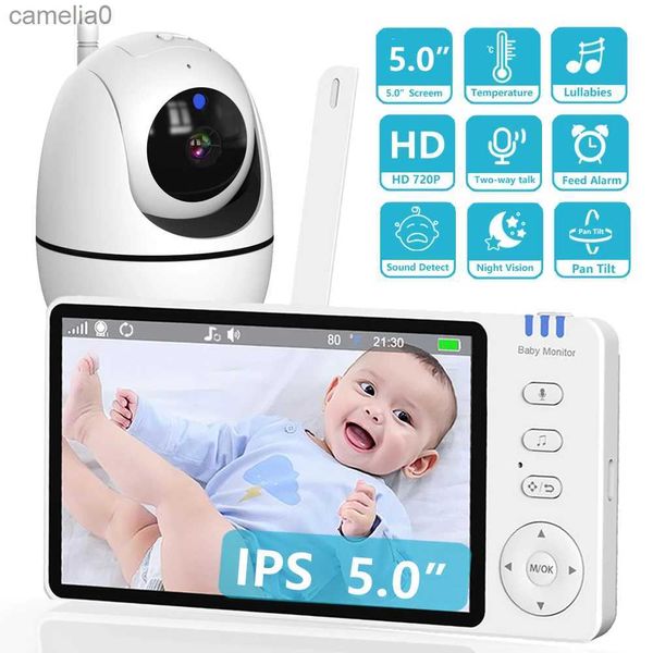 Monitores de bebé Video de 5 pulgadas Monitor de bebé 720p equipado con cámara de monitoreo de tilt de pan