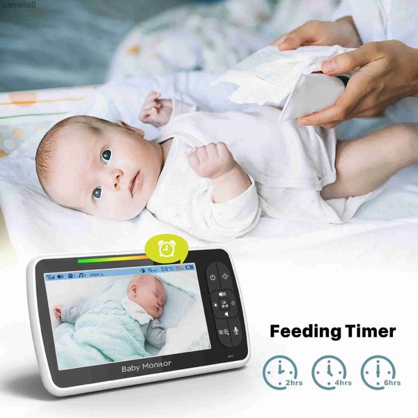 Baby Monitors Baby Monitor con Visión Nocturna de Infrarrojo de Zoom remoto Cuerblaby Audio bidireccional con cámara y AudioC240412