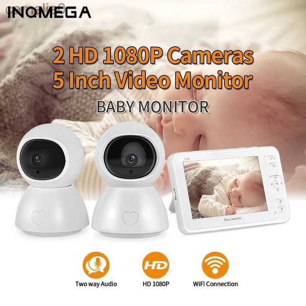 Monitores de bebé Inqmega Video de 5 pulgadas Monitor de bebé Visión nocturna 1 pantalla 2/3 Cámara de vigilancia 1080p Cámara de seguridad Nanny Camerac240412