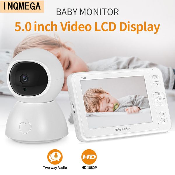 Moniteurs pour bébé INQMEGA Moniteur pour bébé 2MP HD Vision nocturne Conversation bidirectionnelle Caméra vidéo nounou 5 pouces 8 Berceuses Enregistrement Lecture avec carte SD 230701