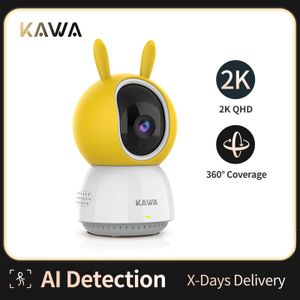 Baby Monitors Kawa 2k IP Cámara IP Wifi 360 Cámaras de video vigilancia Interior Security PTZ CCTV Smart Home Wireless Pet Pet Baby Monitor Track Alexa 230701