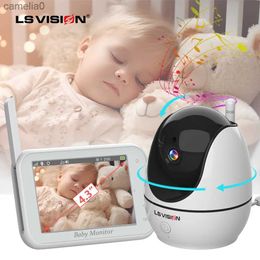 Baby moniteurs LS Vision 4,3 pouces Moniteur bébé avec une caméra Pan Tilt 2,4g sans fil de vision de la vision nocturne audio bidirectionnelle camerac240412