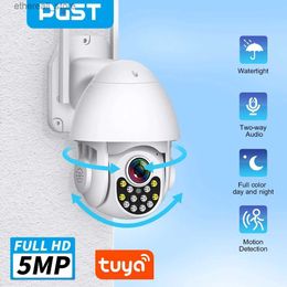 Babyfoons PGST Beveiliging Tuya Camera's WiFi Buiten HD Full Color Nachtzicht Waterdichte draadloze bewakingscamera met babyfoon Q231104