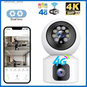 Baby Monitors Security Camera 360 WiFi 4G Sim Card Camera 4K CCTV Cameras IP Camera Dual Lens Home Protection 8MP Surveillance Baby Monitor Q231104