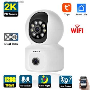 Babyphones Tuya 2K maison bébé moniteur double lentille couleur Vision nocturne Wifi PTZ caméra de sécurité suivi automatique vie intelligente IP caméra de Surveillance Q231104
