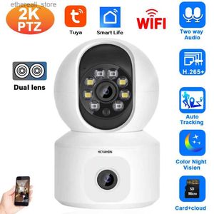 Tuya Smart Life Home Wifi caméra de sécurité double objectif 2K 4MP sans fil PTZ IP caméra de Surveillance vidéo suivi automatique bébé moniteur Q231104