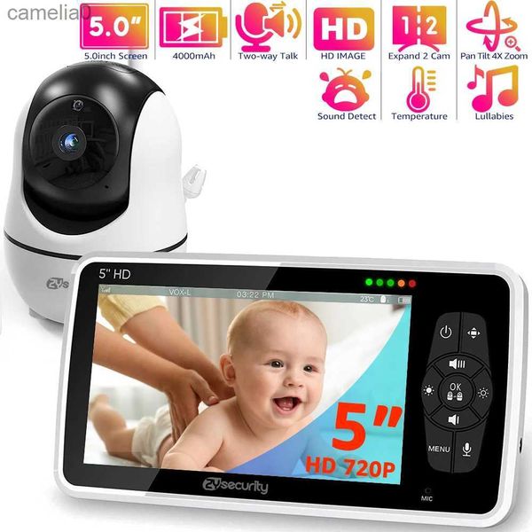 Monitoreros de bebé Video Monitor de bebé con cámara y audio Pan remota Tilt Zoom Cámara de bebé Baby Temperatura y alimentación de VisionC240412 de visión nocturna remota