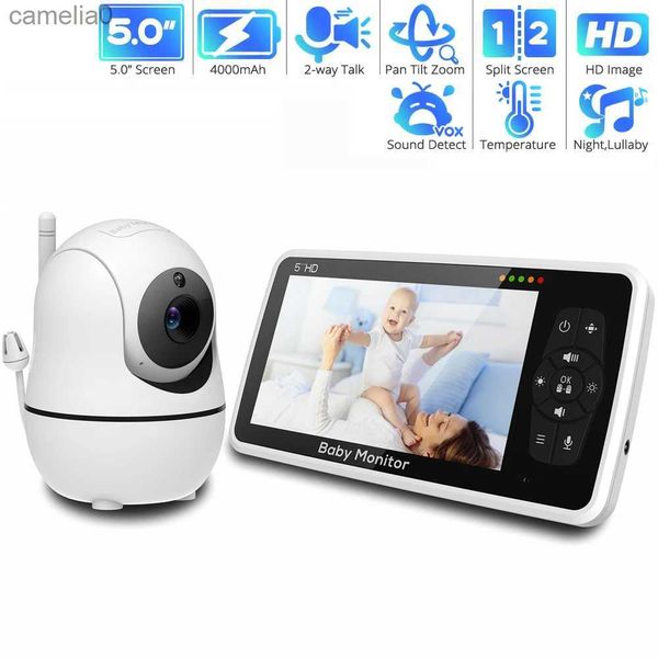 Monitores de bebés Video Monitor de bebé con cámara de zoom de sartén Audio de 2 vías Visión nocturna Monitor de bebé Detección de sonido Baby Phonec240412