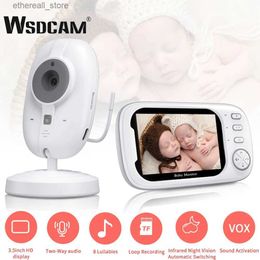 Moniteurs pour bébé WSDCAM 3.5 pouces Lcd sans fil bébé moniteur 2 voies Audio parler vidéo bébé moniteur Vision nocturne caméra de sécurité 8 berceuses Q231104
